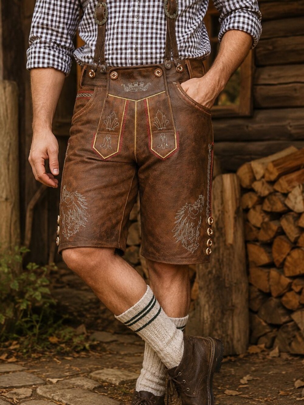 Men’s Bavarian Lederhosen Oktoberfest Outfit Traditional German Festival Stormer